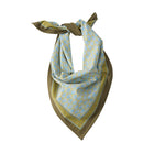 Sevy Lake Shore Bandana in Moss green, tied at the neck
