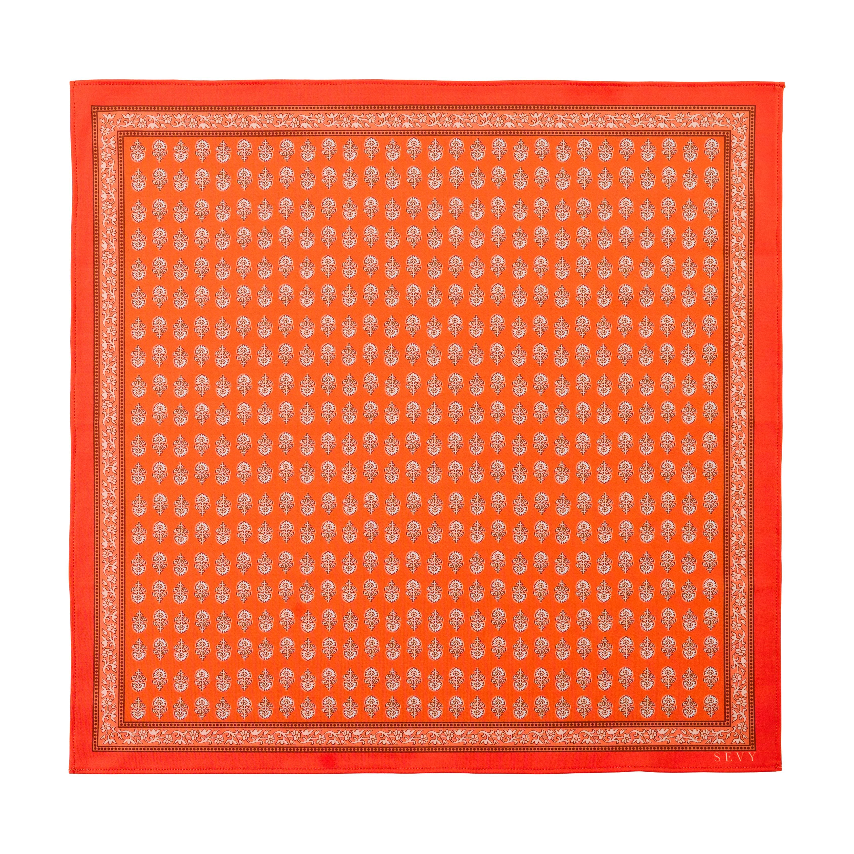 Lake Shore Sunwear Bandana in Juice bright orange, laid flat, SEVY Tailgate collection
