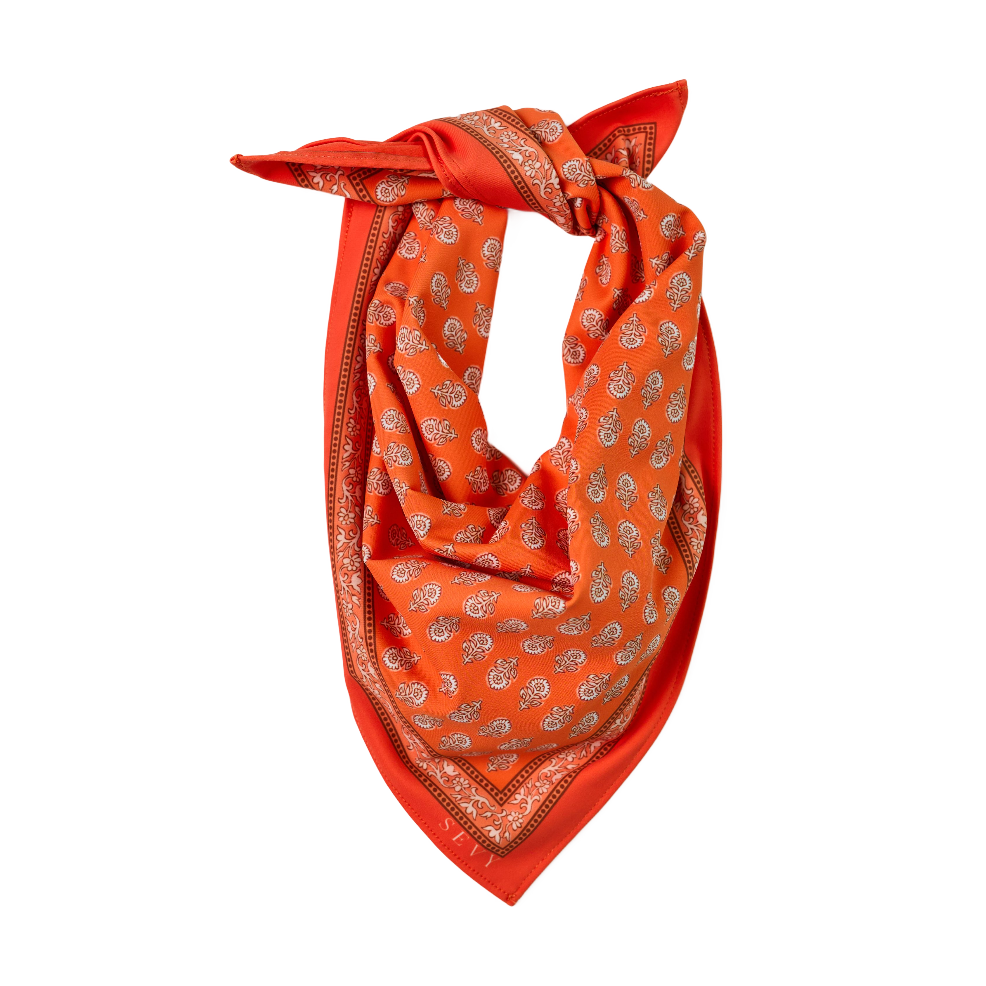 Lake Shore Sunwear Bandana in Juice bright orange, tied, SEVY Tailgate collection