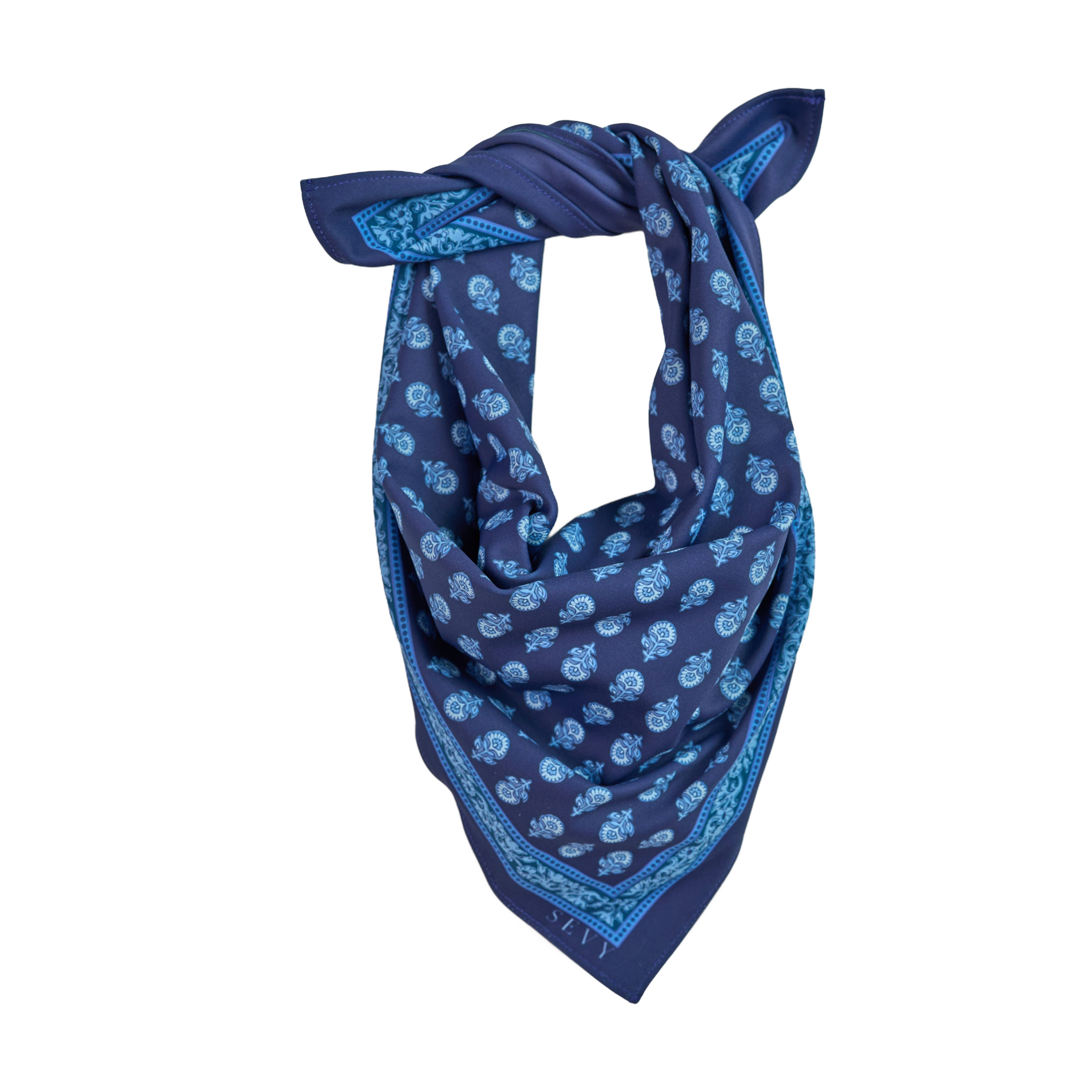 Lake Shore Sunwear Bandana in Midnight navy, tied, SEVY Tailgate collection