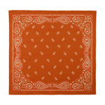 Sea Ranch Sunwear Bandana in Bonfire burnt orange paisley, laid flat, SEVY Tailgate collection