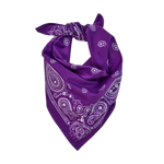 Sea Ranch Sunwear Bandana in Lafitte Purple paisley, tied, SEVY Tailgate collection