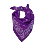 Sea Ranch Sunwear Bandana in Lafitte Purple paisley, tied, SEVY Tailgate collection