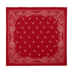Sea Ranch Sunwear Bandana in Redshirt red paisley, laid flat, SEVY Tailgate collection