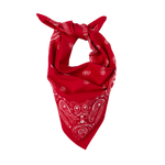Sea Ranch Sunwear Bandana in Redshirt red paisley, tied, SEVY Tailgate collection