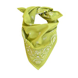 Sevy Sea Ranch Bandana in Chartreuse, tied at the neck